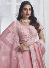 All Organza Lehenga Choli in Orange colour